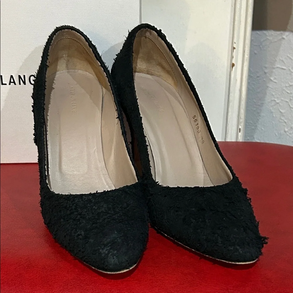 Helmut Lang Distressed Suede Black Heels